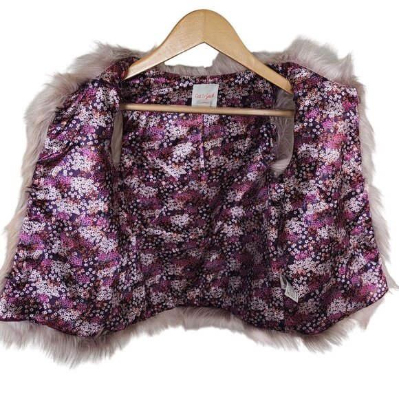 Cat & Jack Girls Faux Fur Vest L (10/12) Soft Plush Gray Sleeveless Outerwear - Picture 3 of 9
